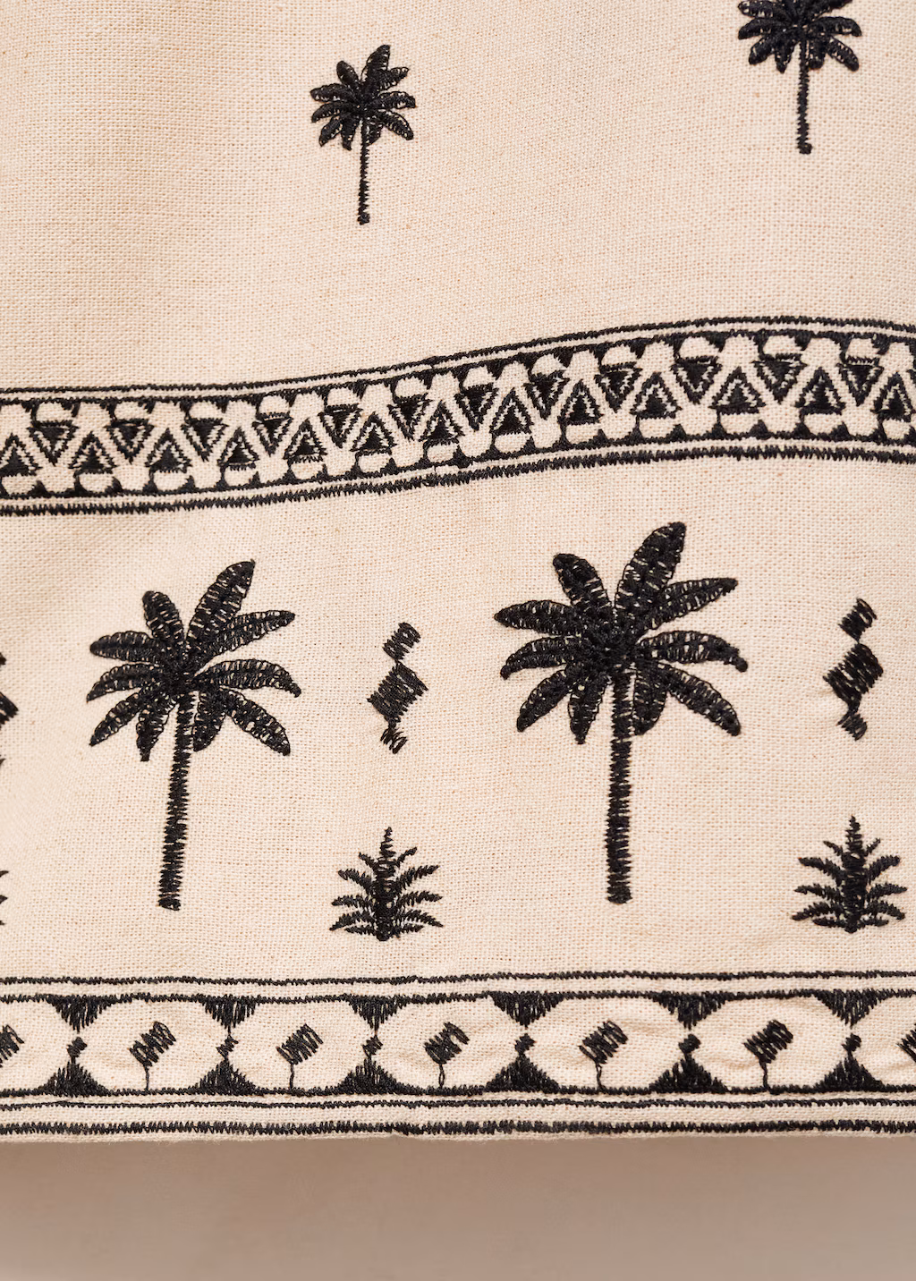 Embroidered straight-fit trousers - Beige