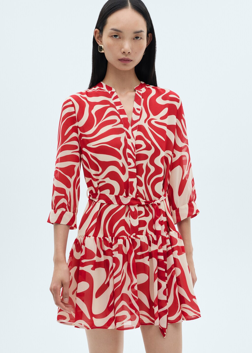 Ruffled printed dress - Dark Navy