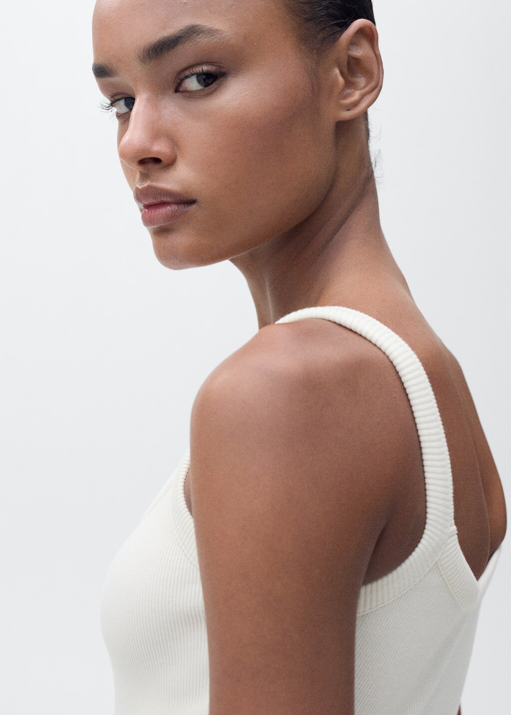 Ribbed cotton bodysuit - Beige