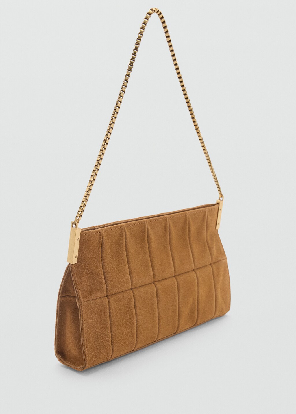 Suede baguette bag - Medium Brown
