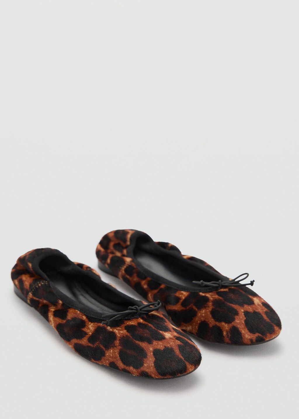 Leather leopard ballerina - Black