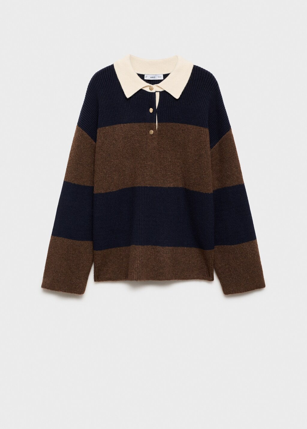 Striped polo-neck sweater - Red