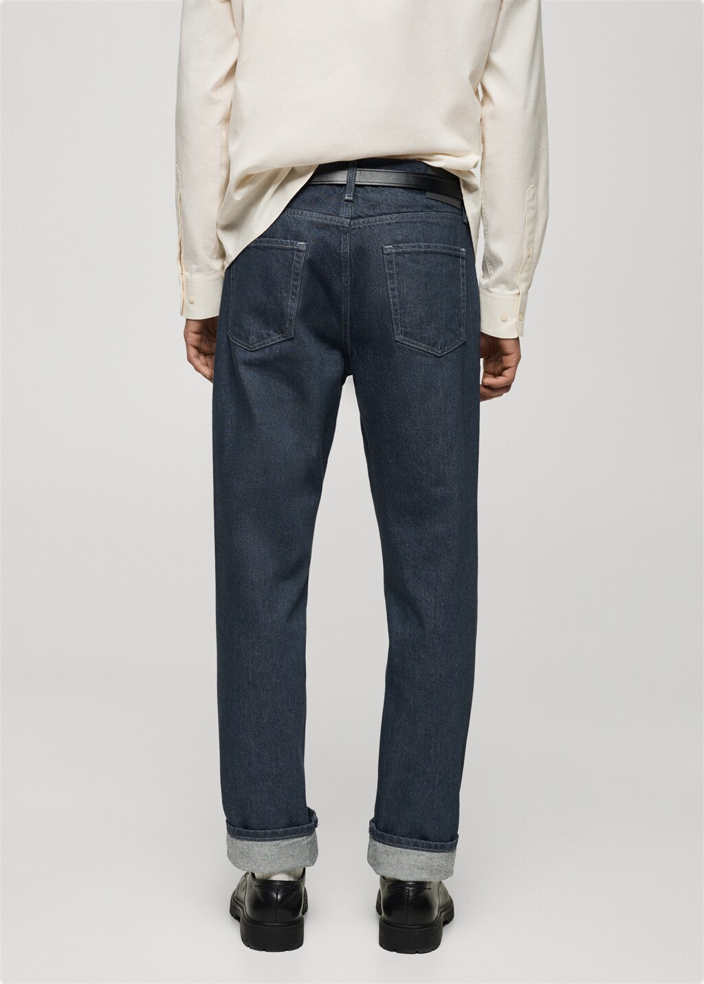 Regular-fit jeans with distressed effect - Petrol Blue