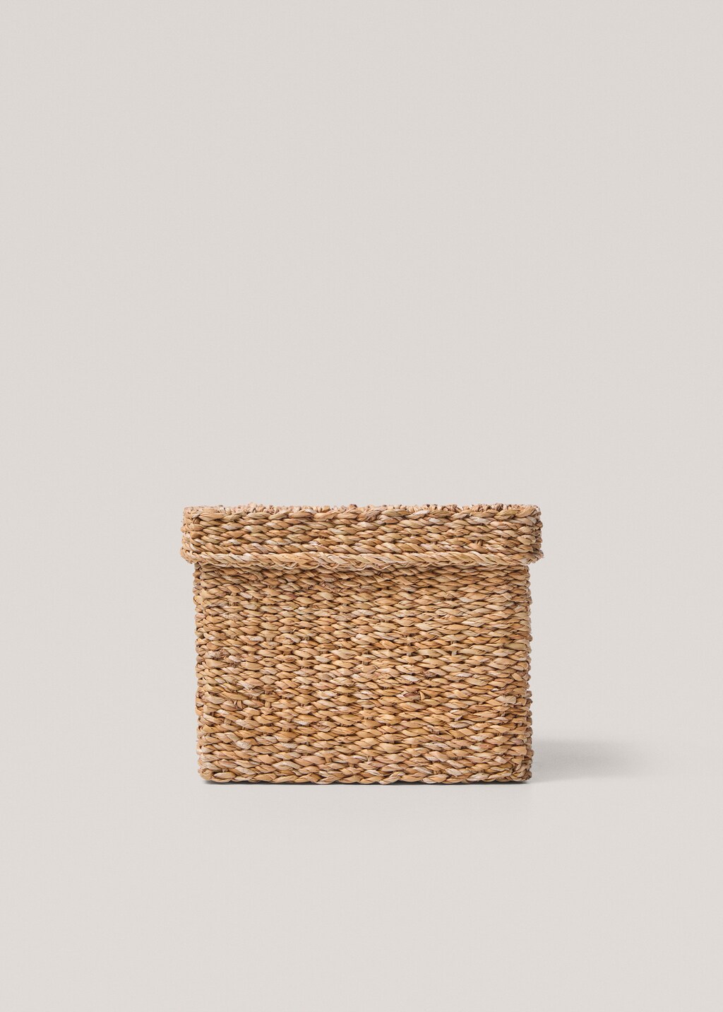 Medium square seagrass basket with lid - Brown