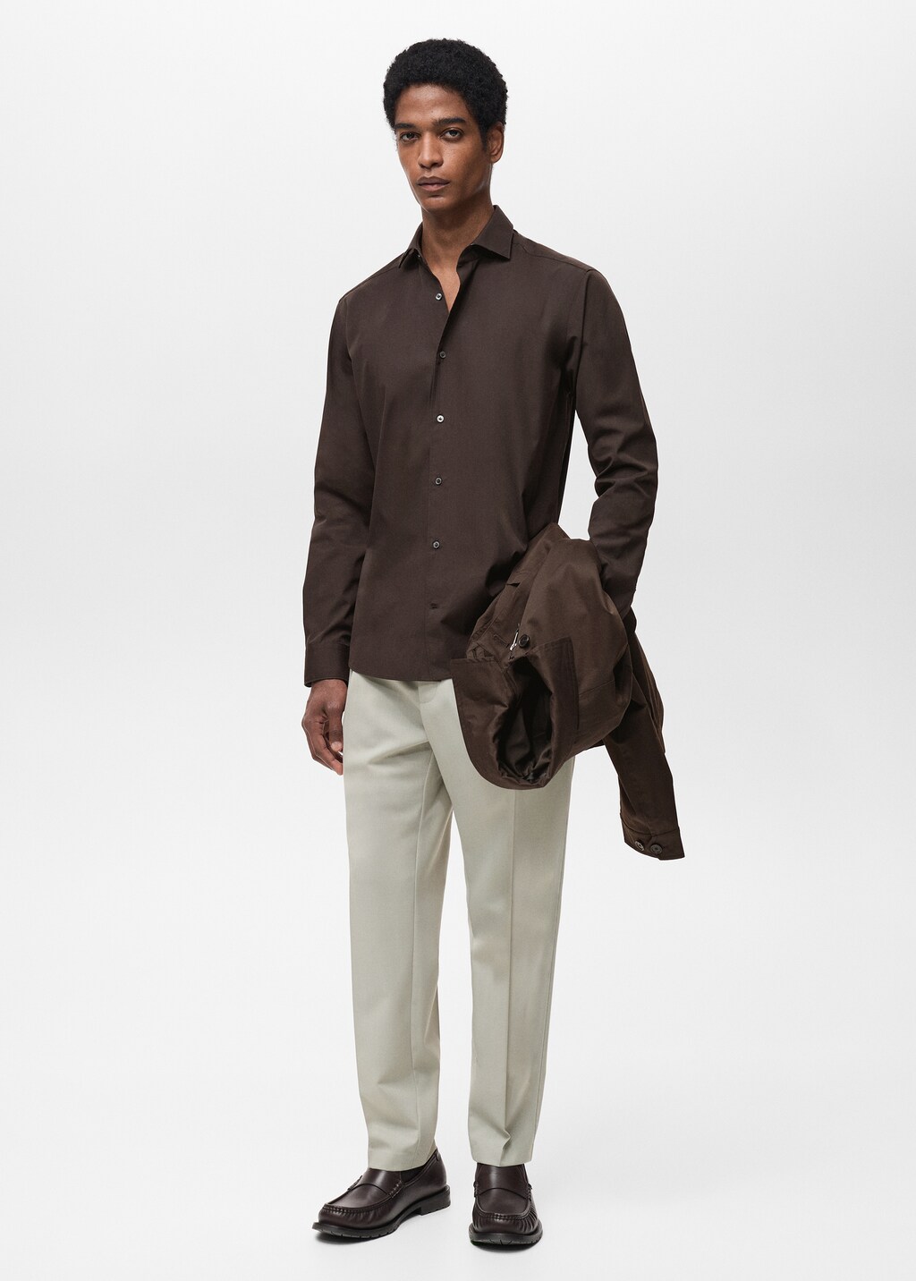 Regular-fit 100% cotton shirt - White