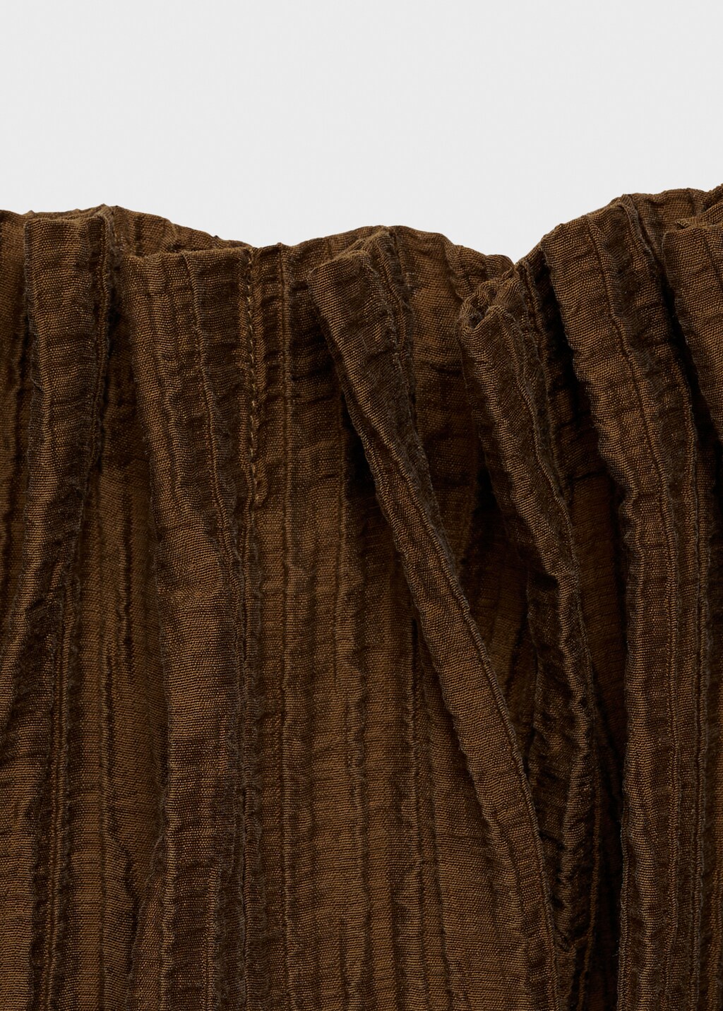 Textured gathered blouse - Coffee