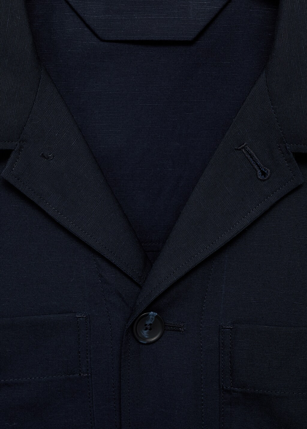 Lyocell linen overshirt with pockets - Dark Navy