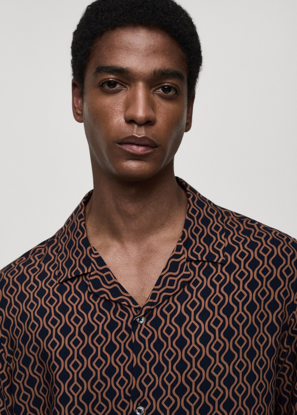 Printed fluid regular-fit shirt - Dark Navy