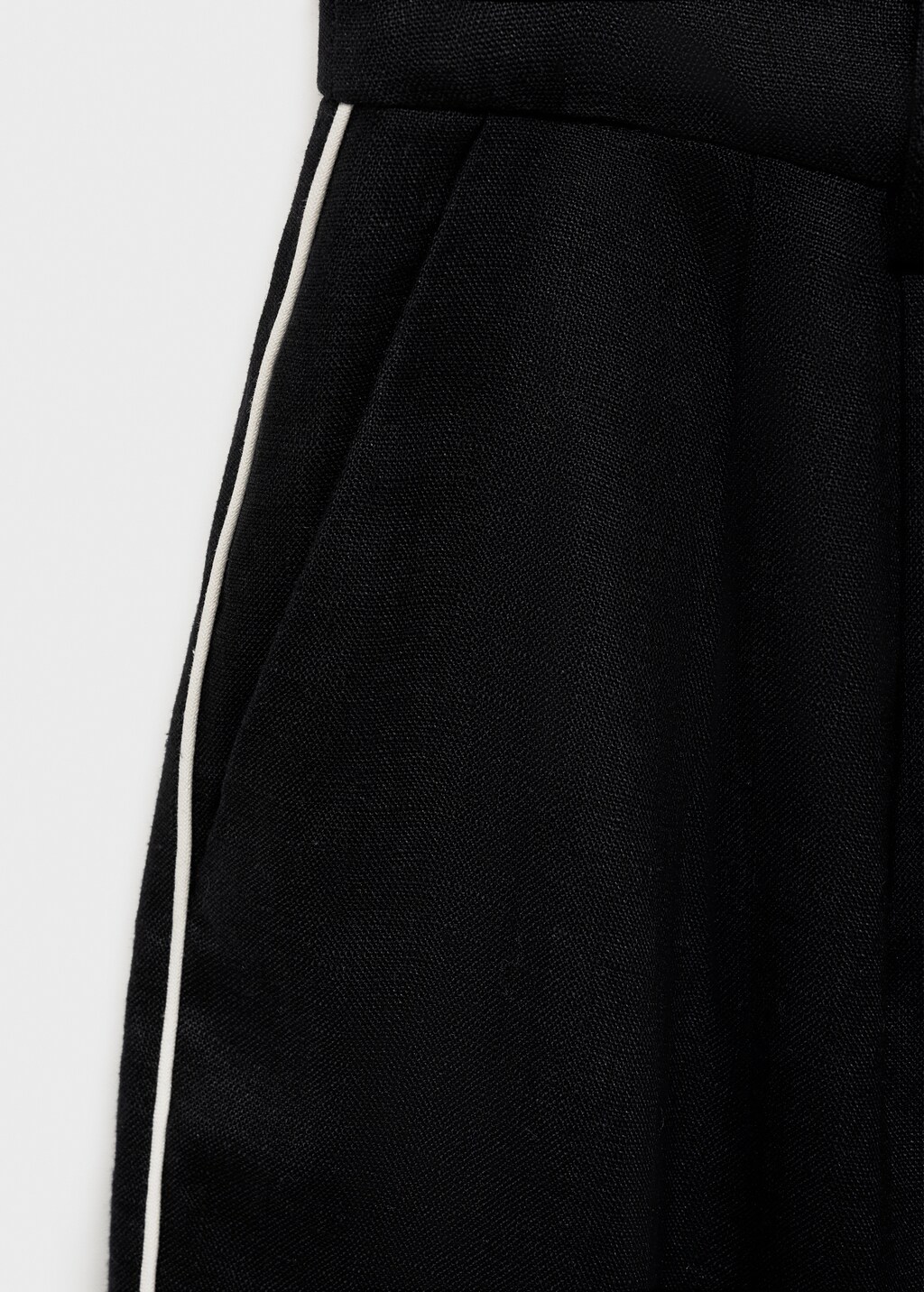 Contrast-stripe linen trousers - Vanilla