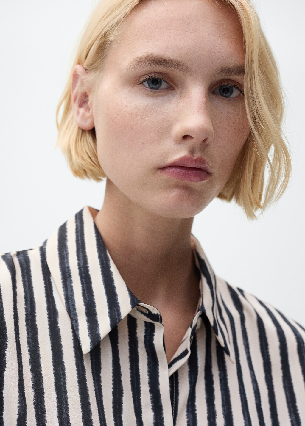 Striped flowy shirt - Ecru