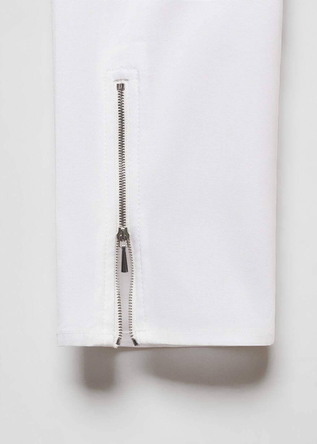 Fitted cotton zipper shirt - Off White