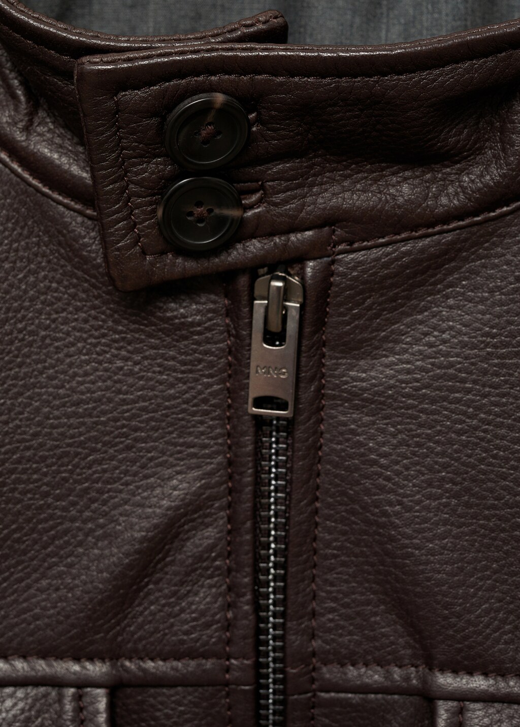 Pocket leather biker jacket - Brown