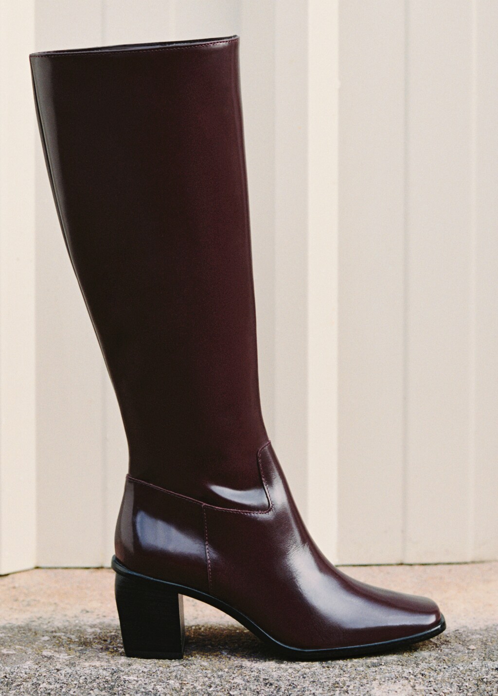 Leather boots with zip - Burgundy