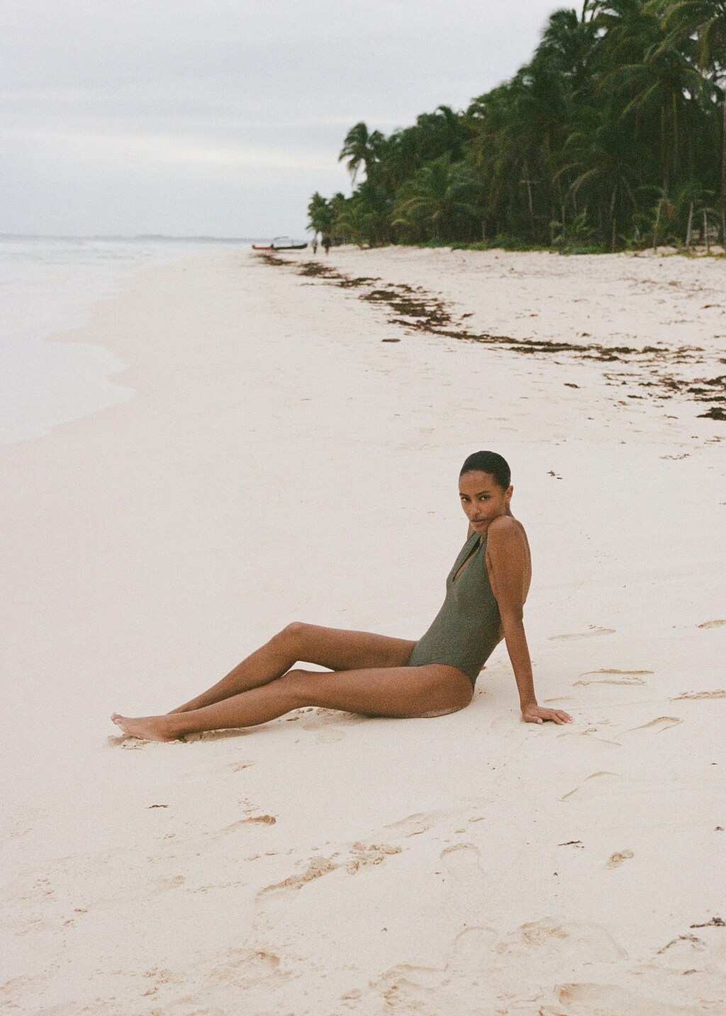 Swimsuit with back straps - Khaki