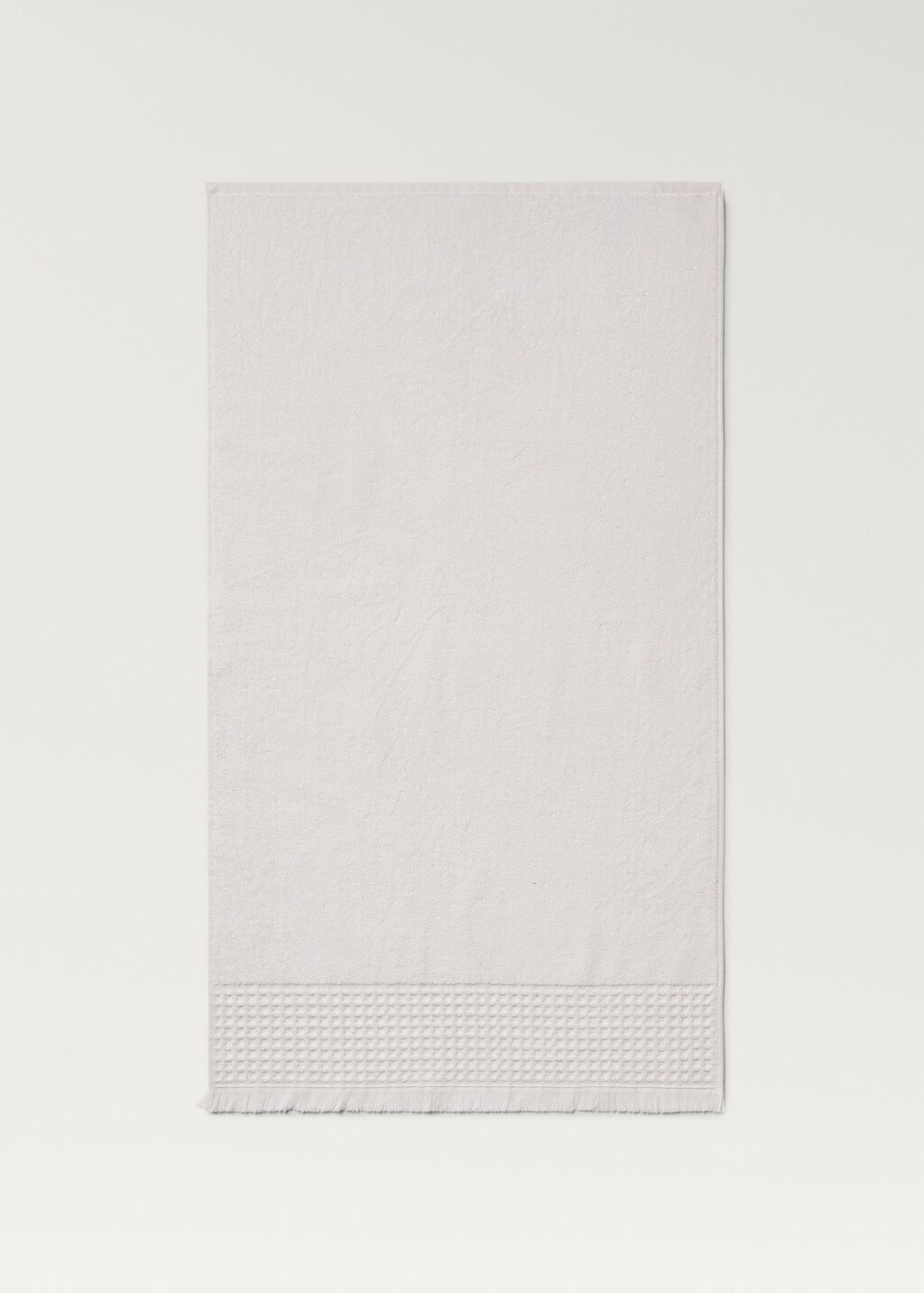Washbasin towel with waffle trim and fringe - Off White