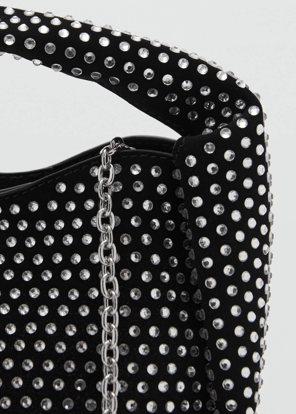 Mini rhinestone chain bag - Black