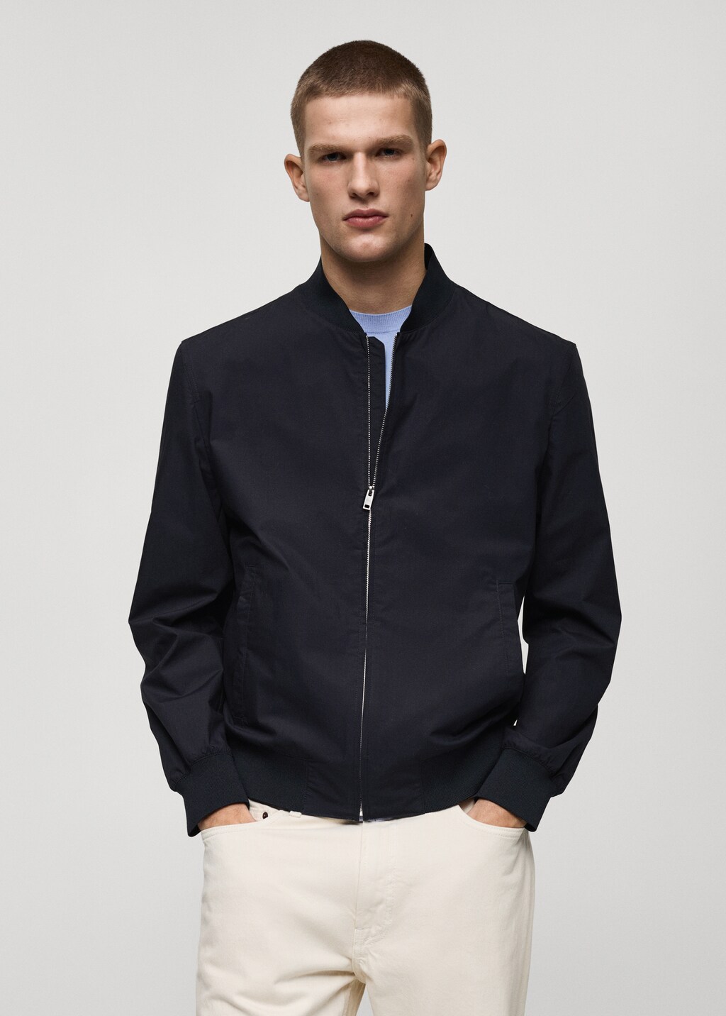 100% cotton bomber jacket - Dark Navy