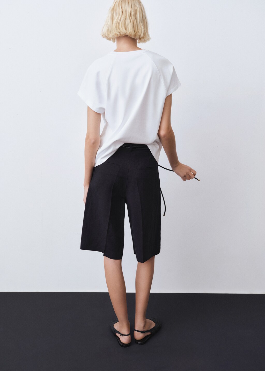 Rounded neck cotton t-shirt - Beige