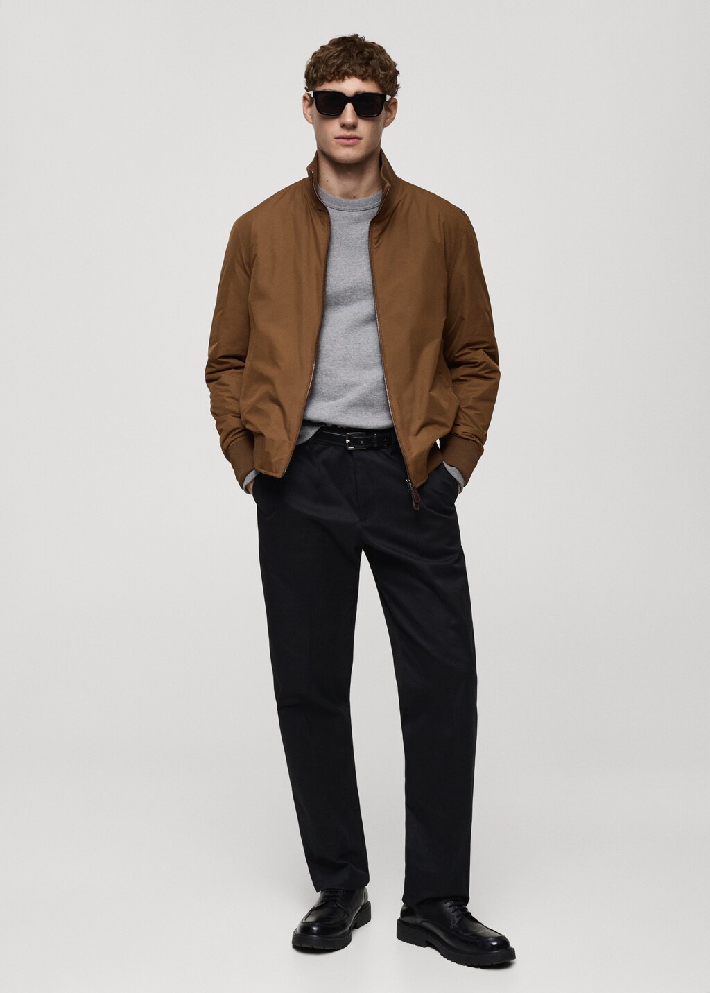 Water-repellent quilted bomber jacket - Dark Navy