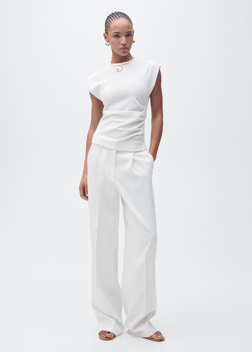 Draped sleeveless t-shirt - Black