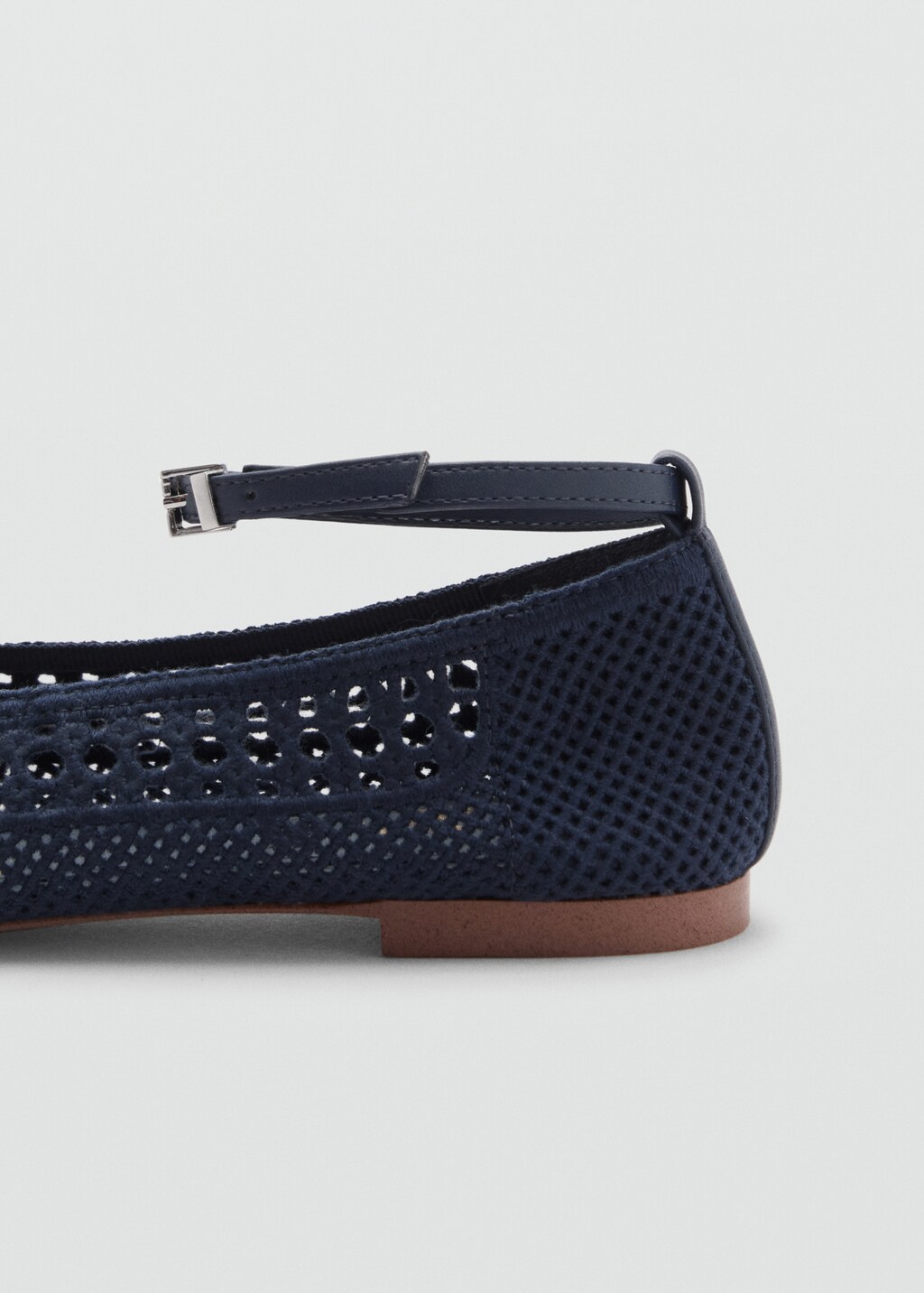 Lace ballerina flats with ankle strap - Dark Navy