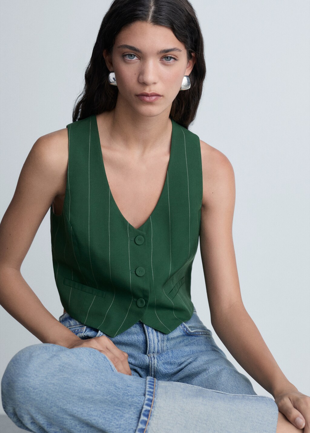 Pinstriped suit waistcoat - Green