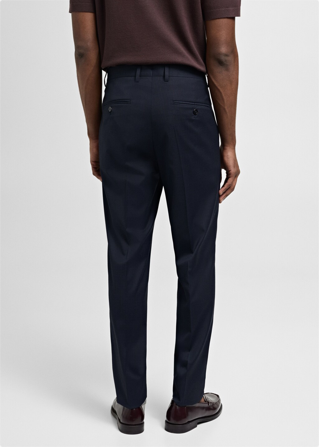 Stretch-fabric slim-fit suit trousers - Dark Navy