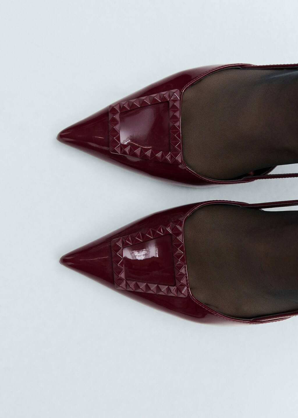 Patent leather slingback-heeled shoes - Grey