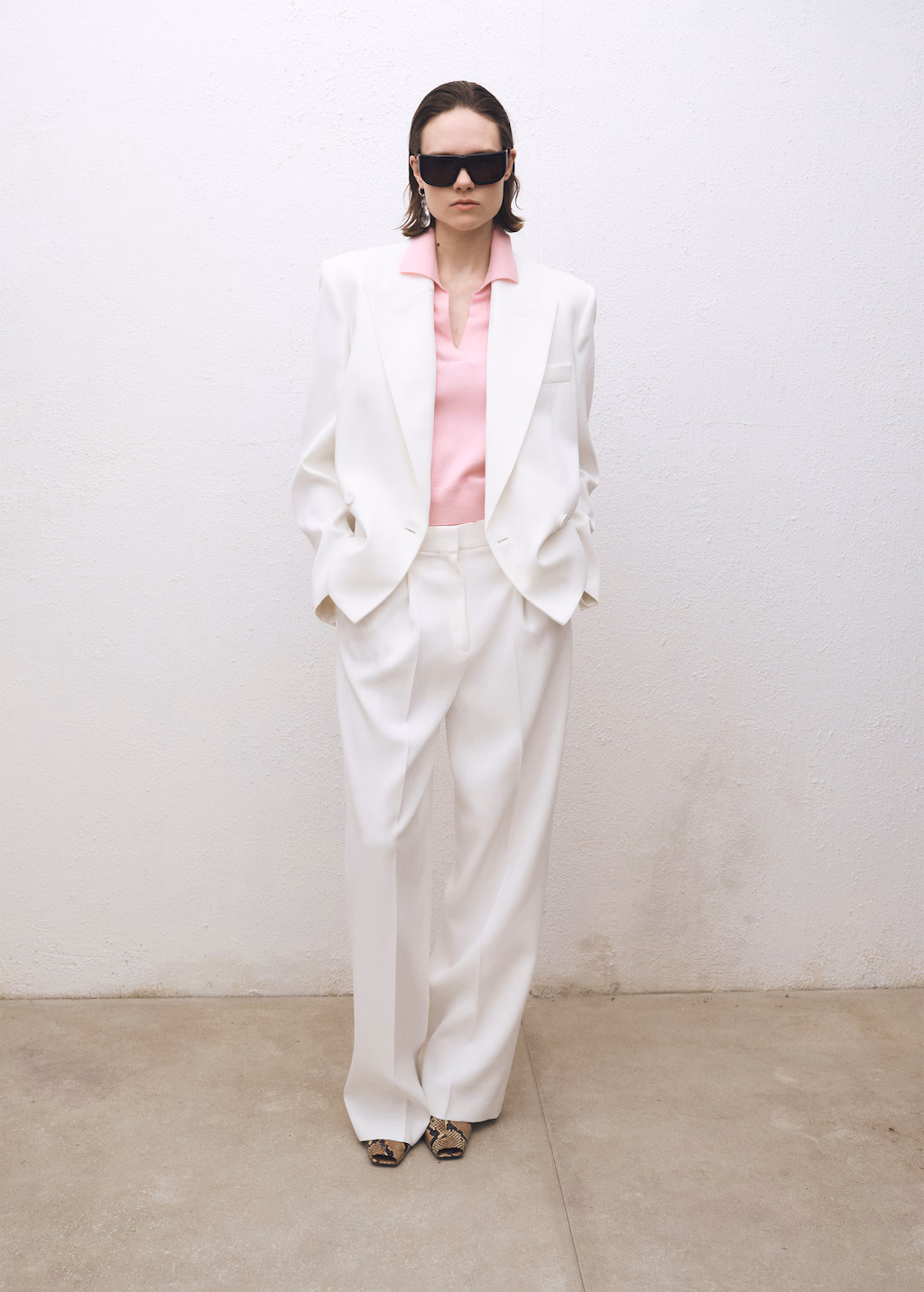 Wool-blend polo-neck sweater - Ecru