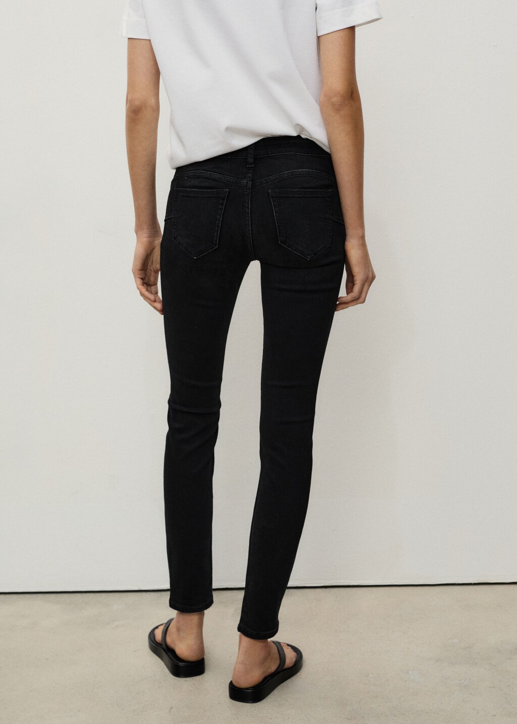 Waxed skinny pushup jeans - Black
