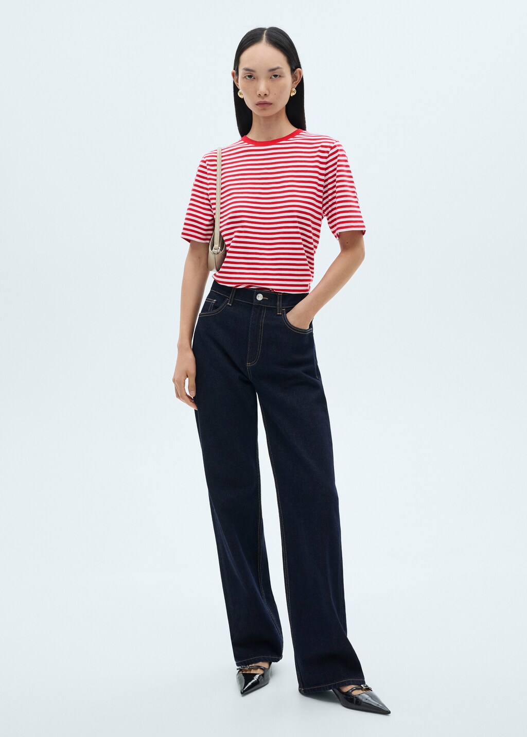 Striped cotton T-shirt - Navy