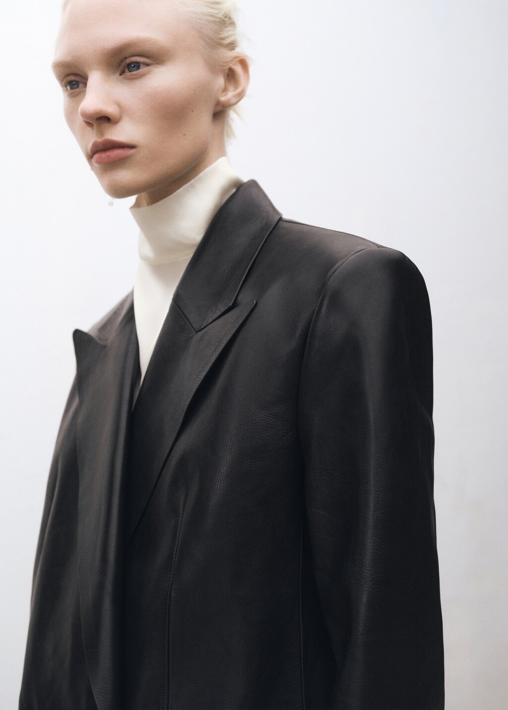 Double-breasted leather jacket - Black