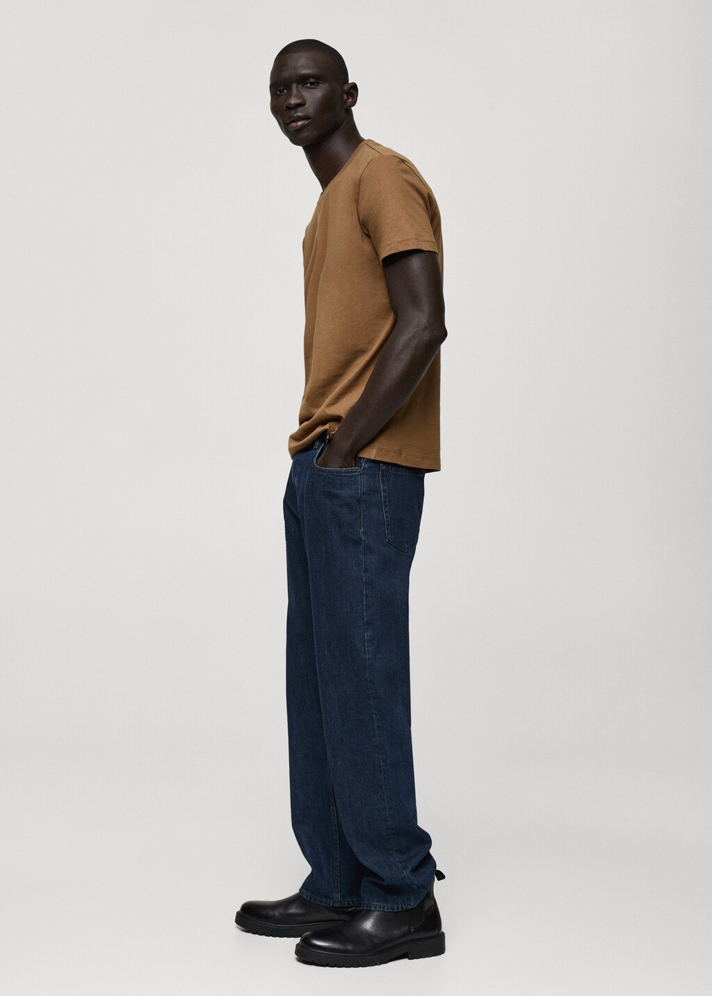 Slim fit V-neck T-shirt 100% cotton - Green