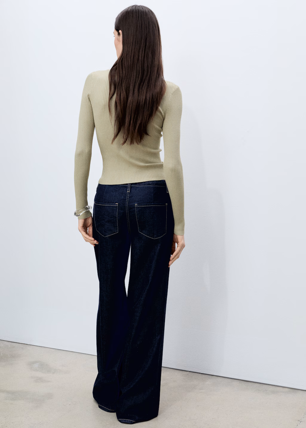 Knitted ribbed sweater - Khaki