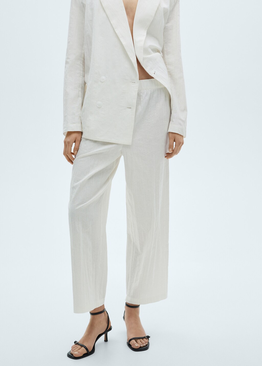 Linen-blend culotte suit trousers - White