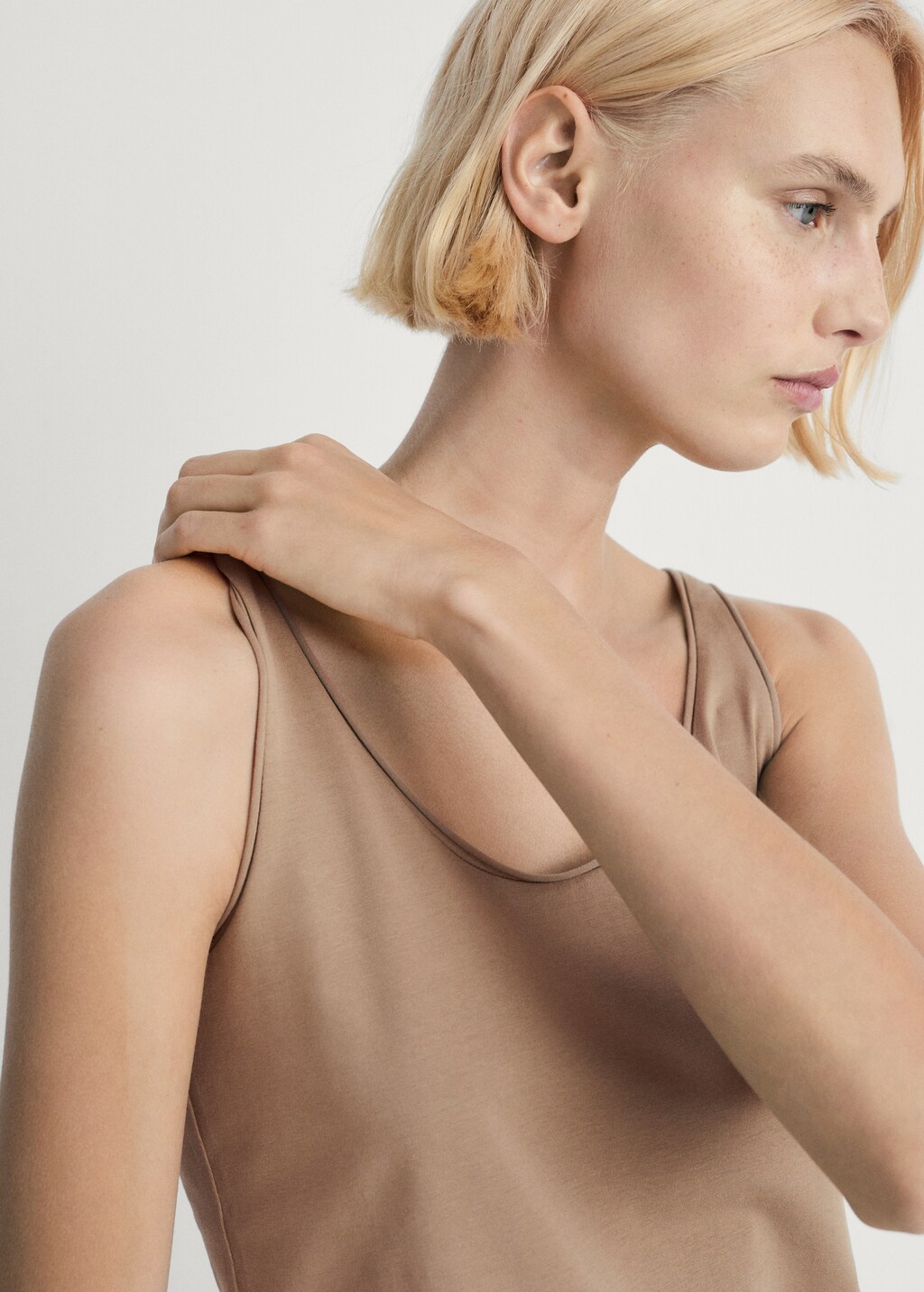 Cotton round-neck top - Aqua Green