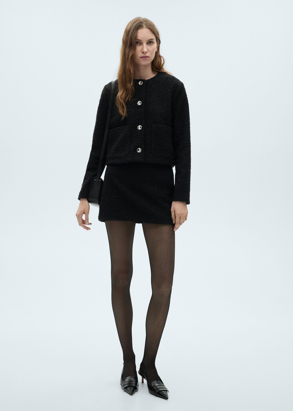 Shiny bouclé jacket - Black