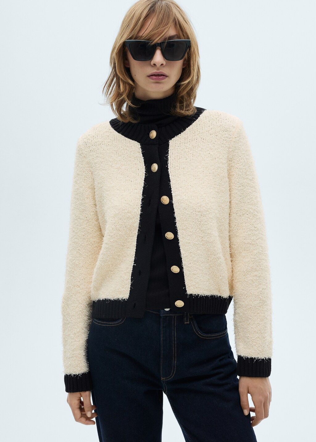 Contrasted buttons jacket - Ecru