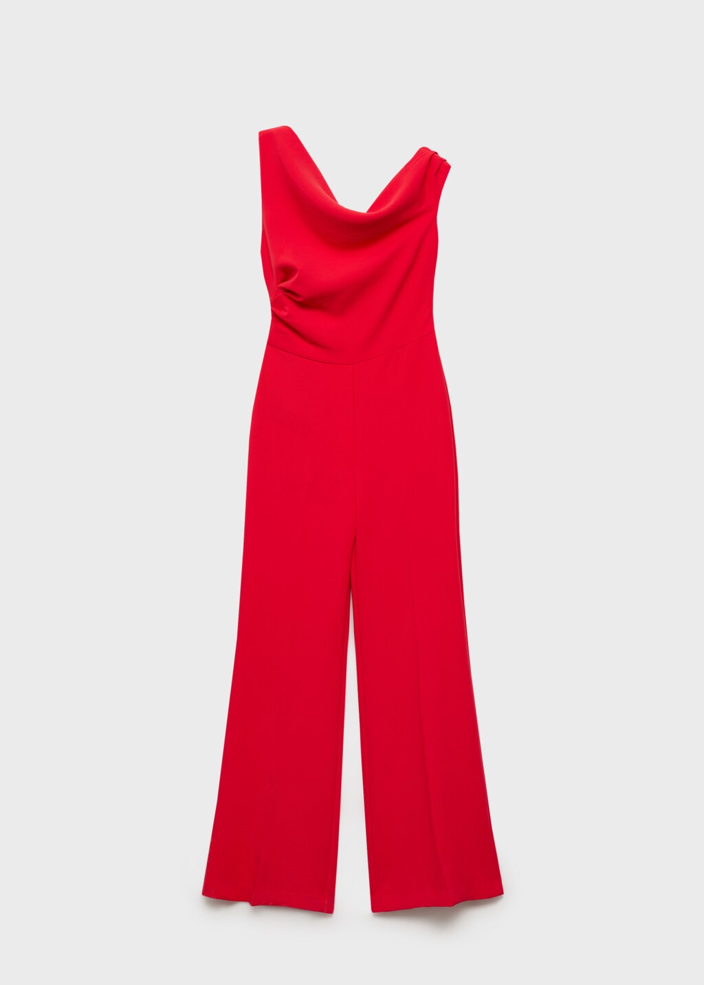 Long asymmetrical draped jumpsuit - Red