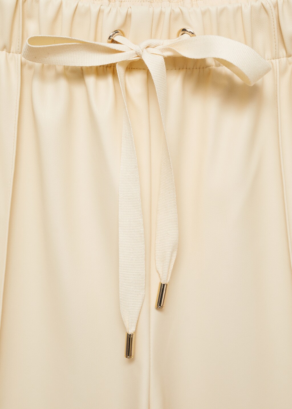 Wideleg leather-effect trousers - Ecru