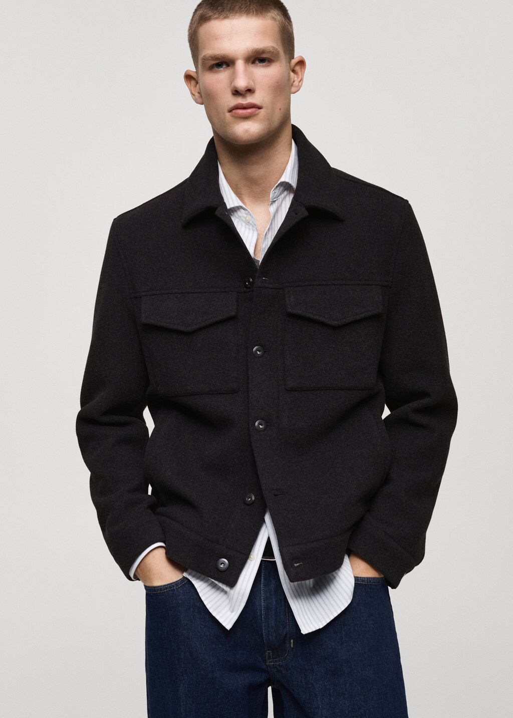 Regular-fit wool jacket - Charcoal