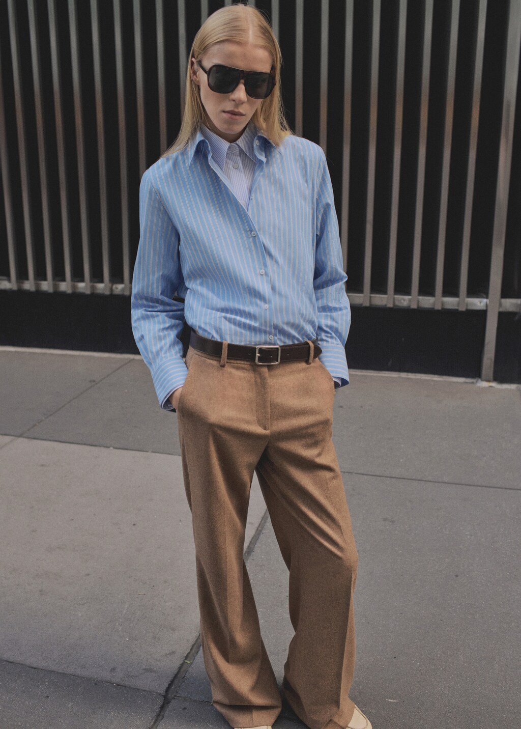 Regular cotton lyocell-blend shirt - Off White