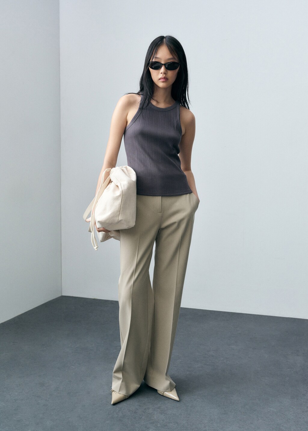 Cotton halter-neck top - White