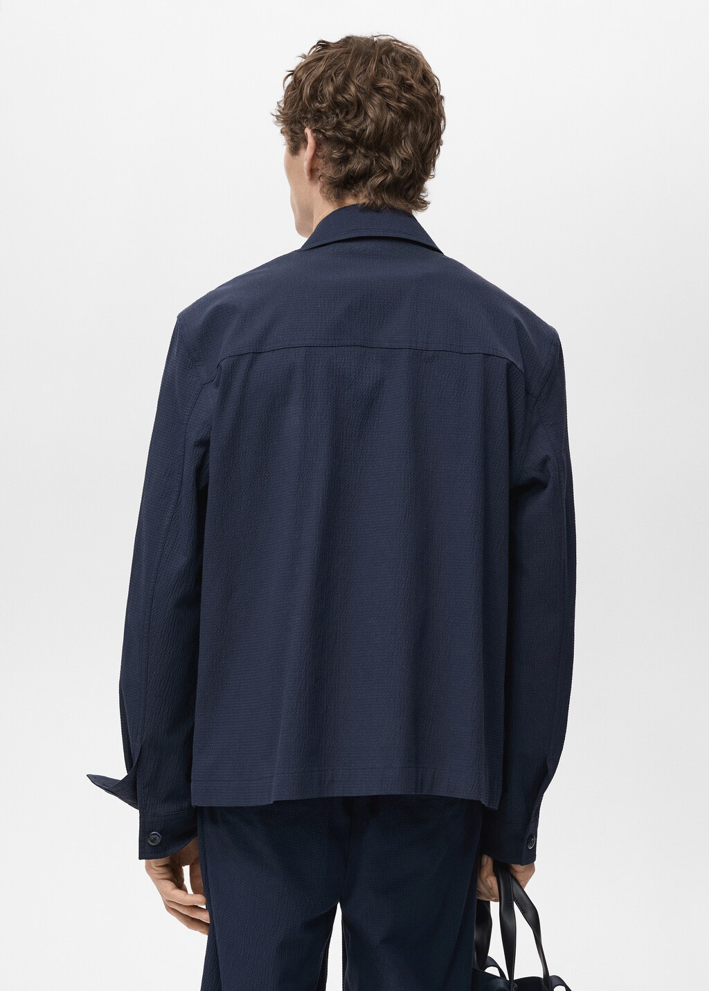 Cotton seersucker jacket - Dark Navy