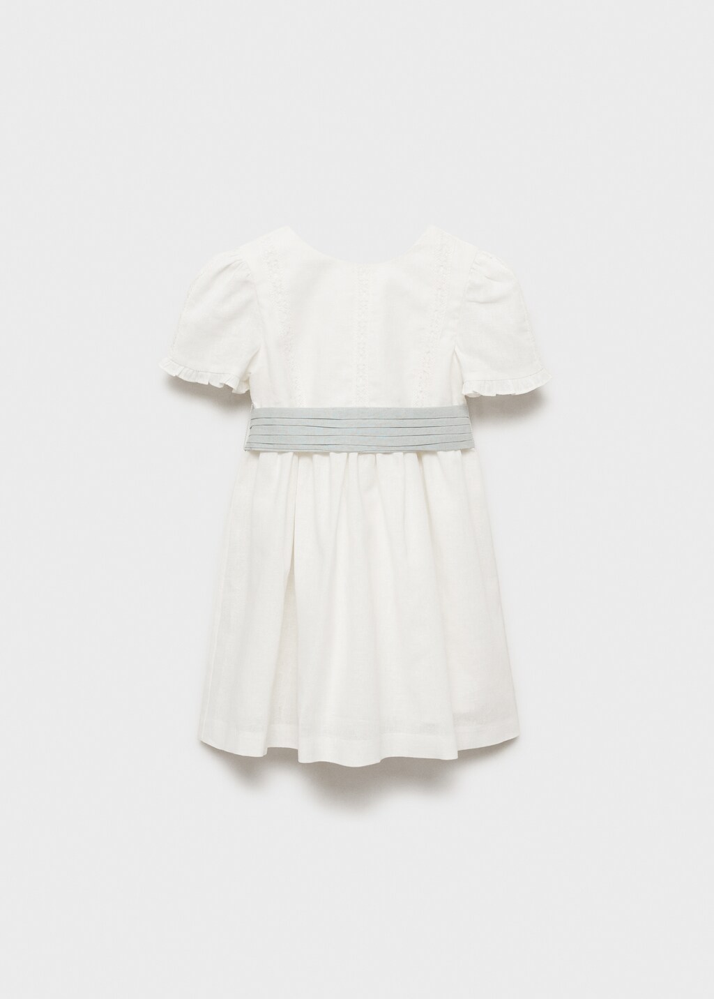 Bow linen-blend dress - White