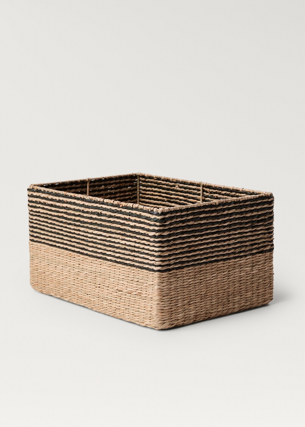 Medium-striped seagrass basket - Brown