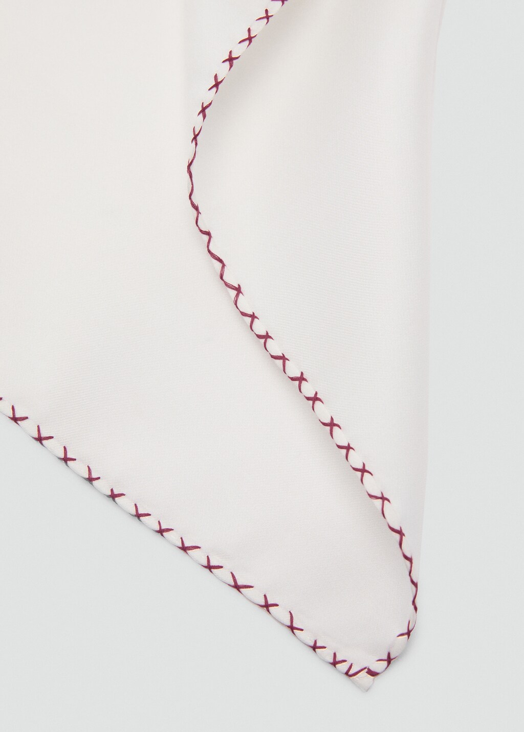 100% silk embroidered pocket handkerchief - Burgundy