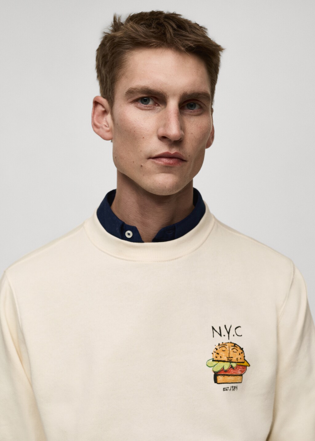 Graphic-print cotton sweatshirt - Ecru