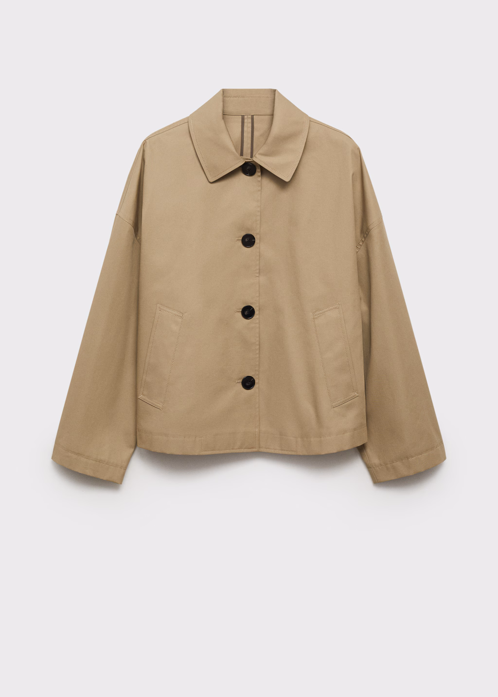 Straight cotton jacket with buttons - Khaki