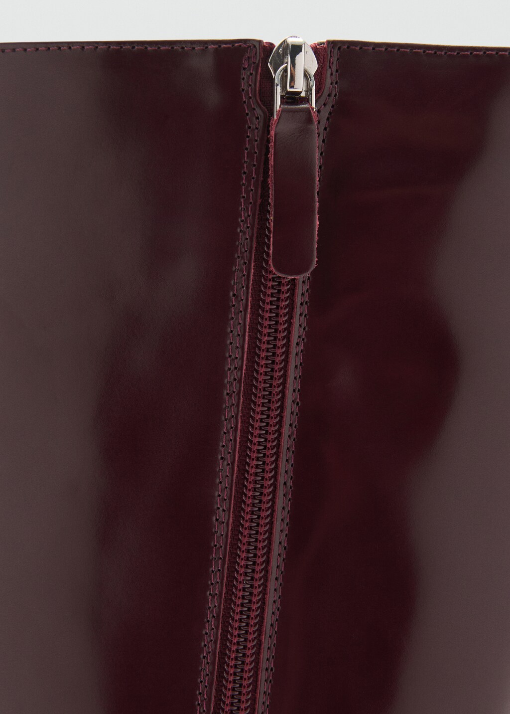 Leather boots with zip - Burgundy